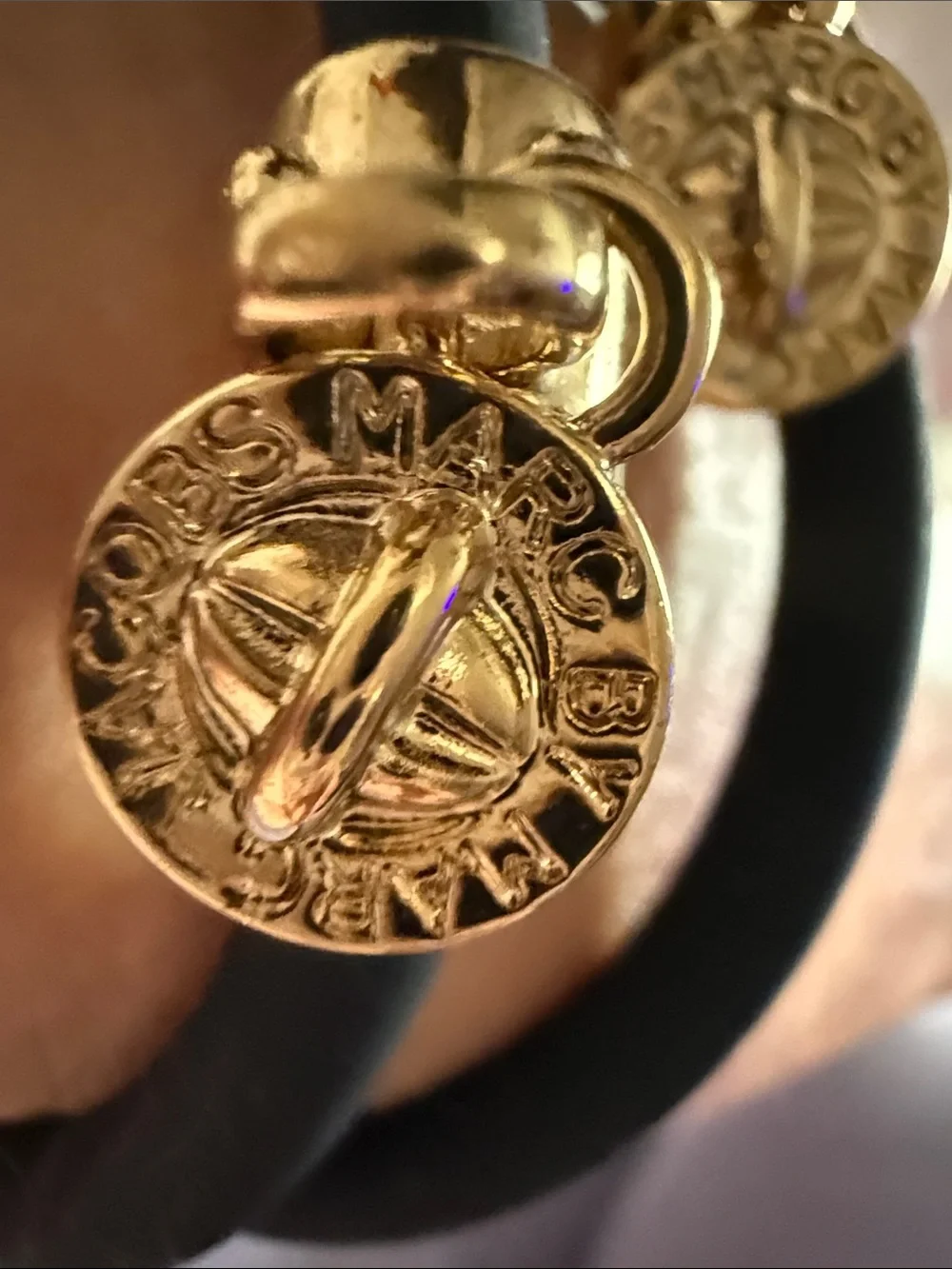 Marc By Marc Jacobs Black Bangles with Gold-Tone Charms
